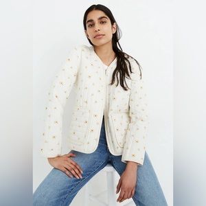 Madewell White Quilted Jacket with Gold Accents